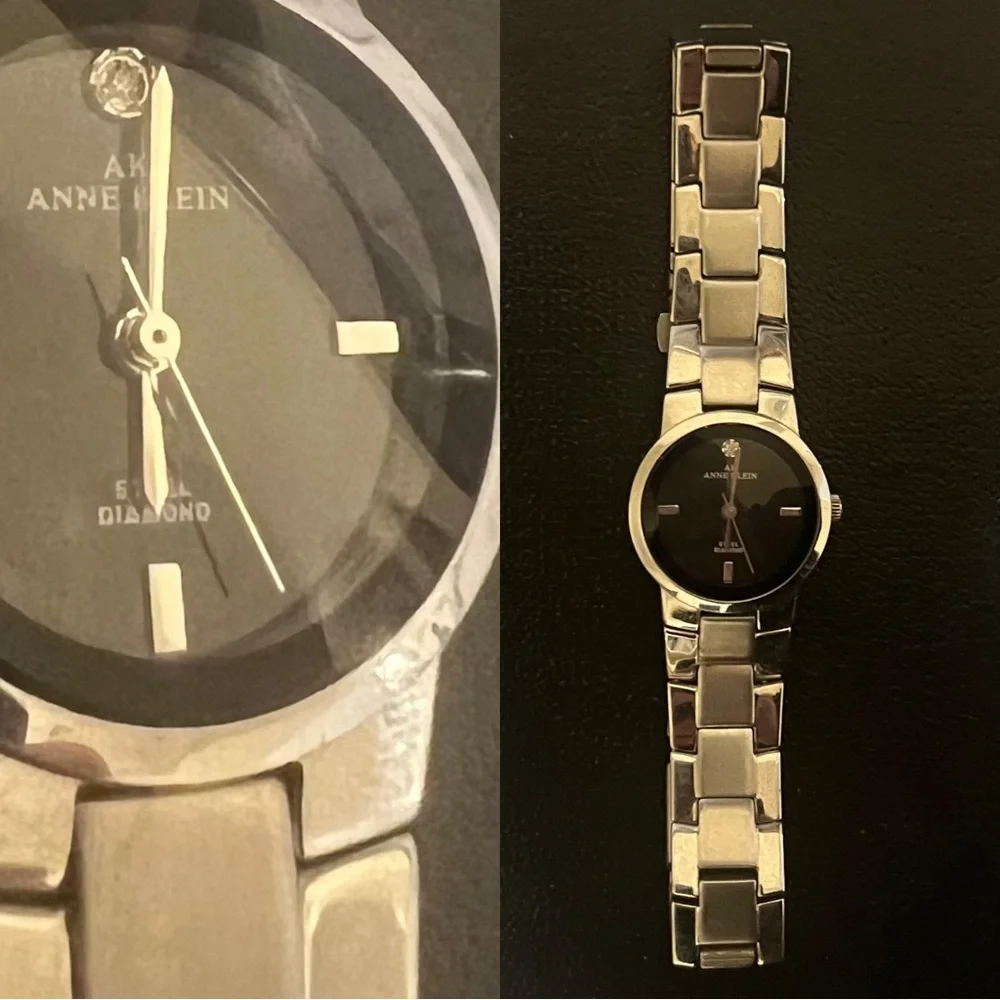 Vintage Anne Klein Genuine Diamond Stainless Steel Water Resistant Watch EUC